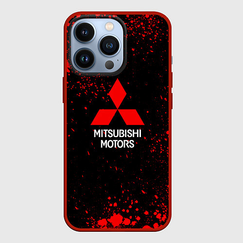 Чехол iPhone 13 Pro Митсубиси - красные брызги / 3D-Красный – фото 1