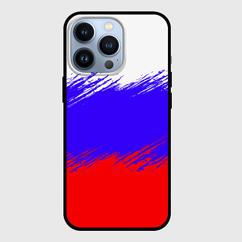 Чехол iPhone 13 Pro Триколор штрихи / 3D-Черный – фото 1