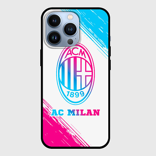 Чехол iPhone 13 Pro AC Milan neon gradient style / 3D-Черный – фото 1