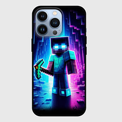 Чехол iPhone 13 Pro Minecraft - neon character ai art