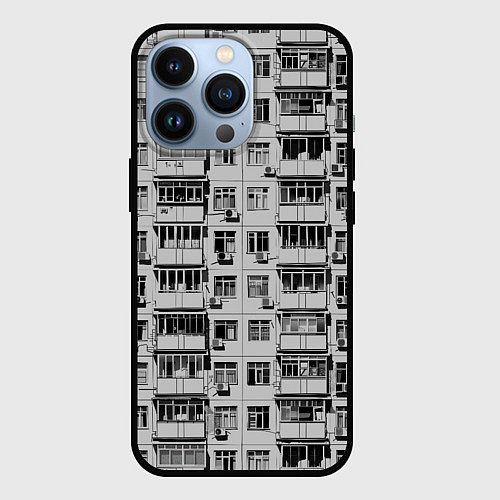 Чехол iPhone 13 Pro Панелька в черно-белых тонах / 3D-Черный – фото 1