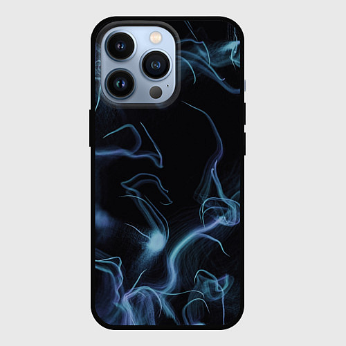 Чехол iPhone 13 Pro Синие неоновые молнии / 3D-Черный – фото 1