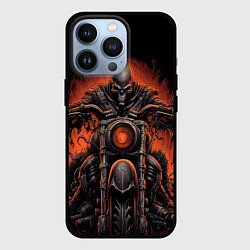 Чехол iPhone 13 Pro Скелет из ада едет на старом мотоцикле