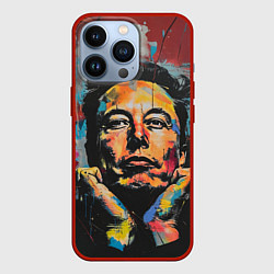 Чехол для iPhone 13 Pro Илон Маск граффити портрет, цвет: 3D-красный