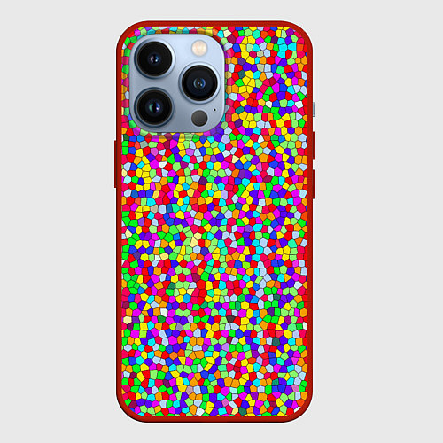 Чехол iPhone 13 Pro Разноцветная мелкая мозаика / 3D-Красный – фото 1