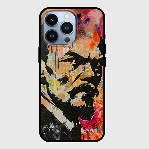 Чехол iPhone 13 Pro Граффити портрет Владимира Ленина / 3D-Черный – фото 1