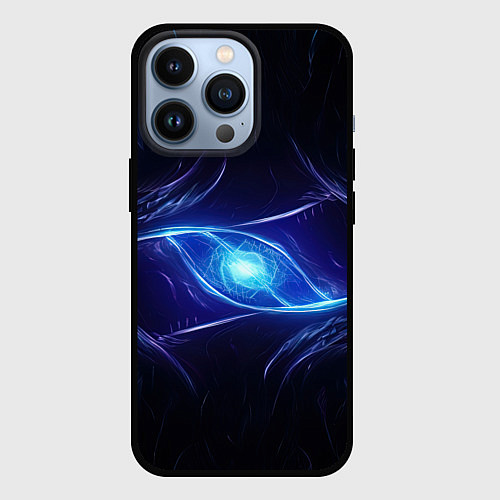 Чехол iPhone 13 Pro Синие магическое свечение в виде шара / 3D-Черный – фото 1