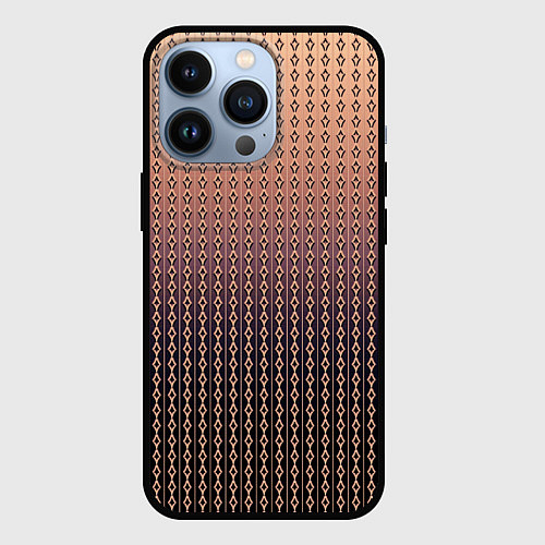 Чехол iPhone 13 Pro Полосы цепочки градиент тёмный персиковый / 3D-Черный – фото 1