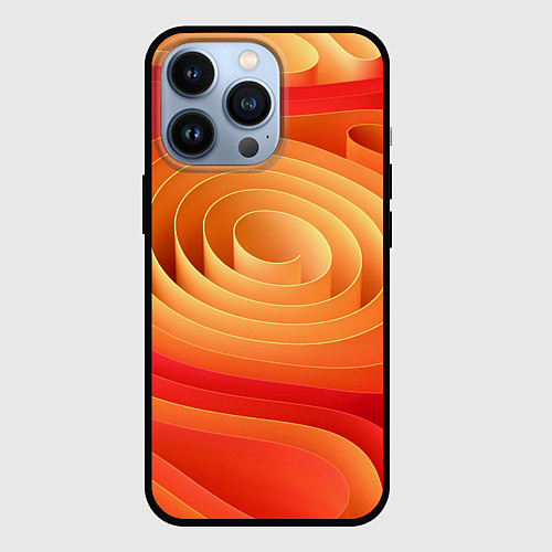 Чехол iPhone 13 Pro Оранжевые объемные круги / 3D-Черный – фото 1