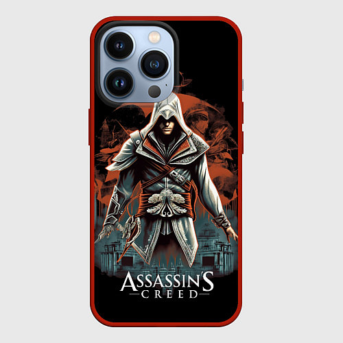 Чехол iPhone 13 Pro Assassins creed абстрактный фон / 3D-Красный – фото 1