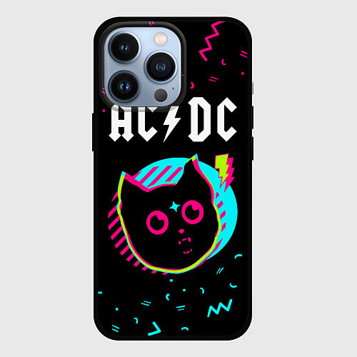 Чехол iPhone 13 Pro AC DC - rock star cat / 3D-Черный – фото 1