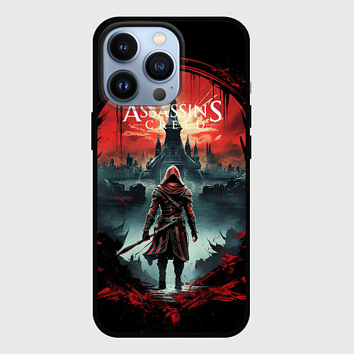 Чехол iPhone 13 Pro Assassins creed город на горизонте / 3D-Черный – фото 1