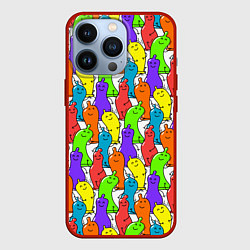 Чехол для iPhone 13 Pro Весёлые цветные презервативы, цвет: 3D-красный