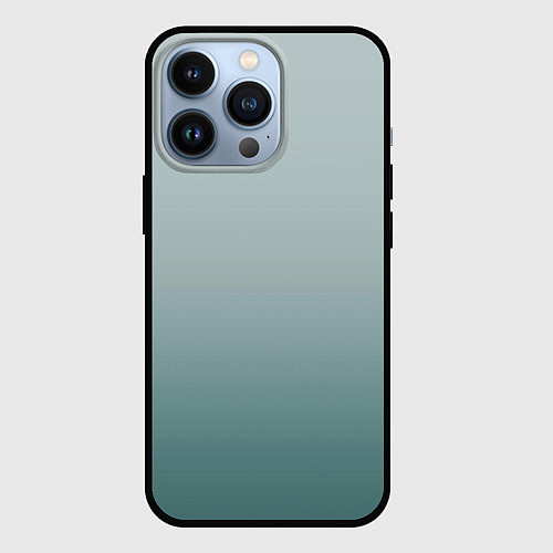 Чехол iPhone 13 Pro Градиент светлый серо-бирюзовый / 3D-Черный – фото 1