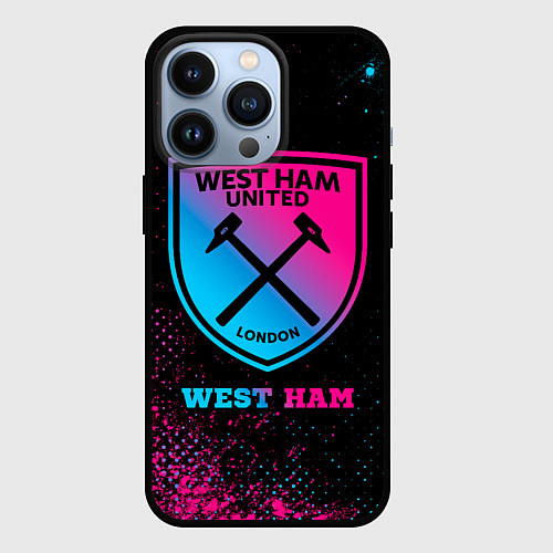 Чехол iPhone 13 Pro West Ham - neon gradient / 3D-Черный – фото 1