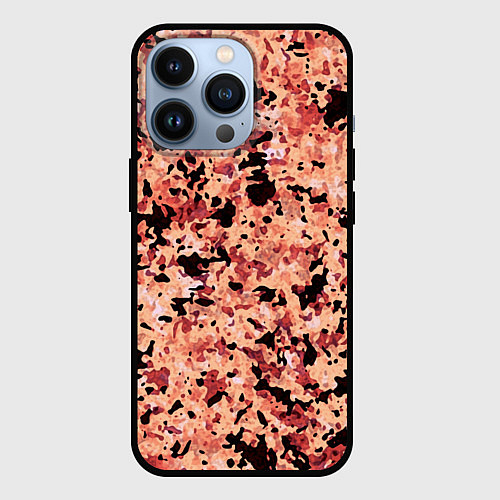 Чехол iPhone 13 Pro Абстракция персиковый пятнистый / 3D-Черный – фото 1