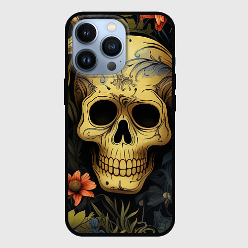 Чехол iPhone 13 Pro Осенние черепа / 3D-Черный – фото 1