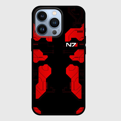 Чехол iPhone 13 Pro Mass Effect - Red armor / 3D-Черный – фото 1