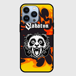 Чехол iPhone 13 Pro Sabaton рок панда и огонь