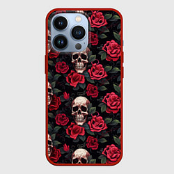 Чехол iPhone 13 Pro Черепа и алые розы