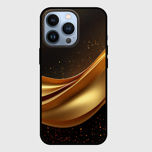 Чехол iPhone 13 Pro Золотая стильная абстракция на черном фоне / 3D-Черный – фото 1