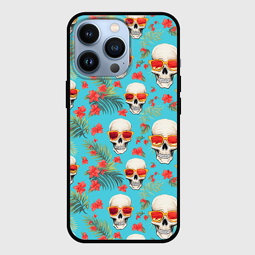 Чехол iPhone 13 Pro Черепа и отпуск / 3D-Черный – фото 1