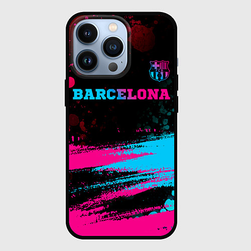 Чехол iPhone 13 Pro Barcelona - neon gradient посередине / 3D-Черный – фото 1