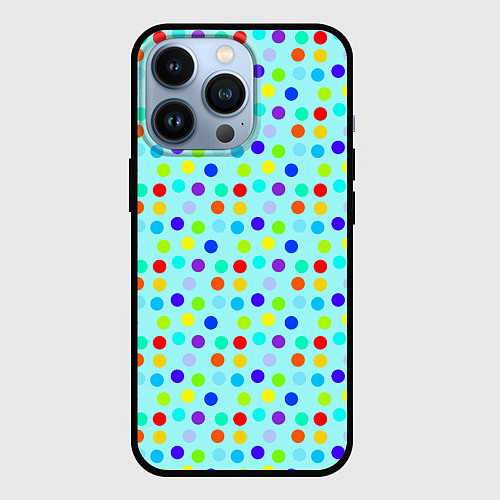 Чехол iPhone 13 Pro Яркий паттерн в горошек / 3D-Черный – фото 1
