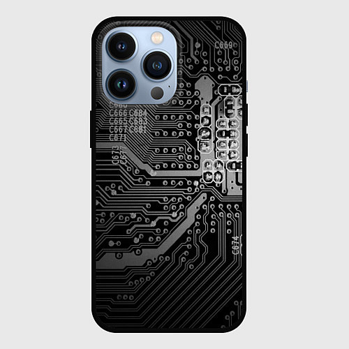 Чехол iPhone 13 Pro Микросхема плата / 3D-Черный – фото 1