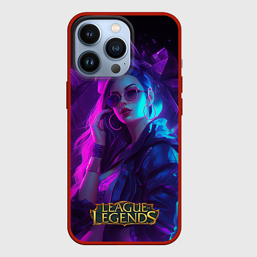 Чехол iPhone 13 Pro League of Legends Kaisa Kda style / 3D-Красный – фото 1