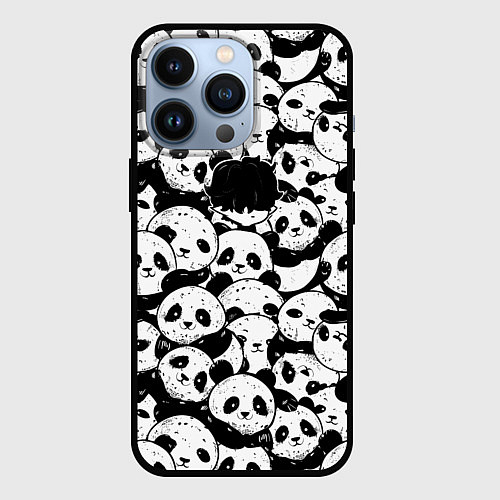 Чехол iPhone 13 Pro Выходной господина злодея с пандами / 3D-Черный – фото 1