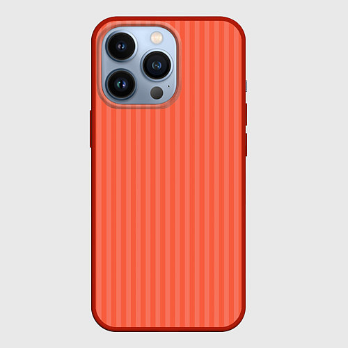 Чехол iPhone 13 Pro Полосатый розово-оранжевый / 3D-Красный – фото 1
