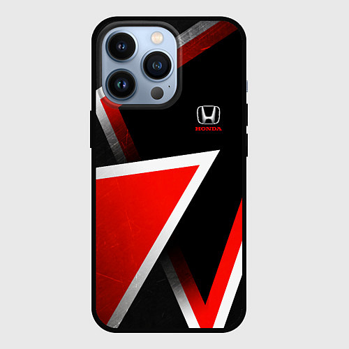 Чехол iPhone 13 Pro Honda - красные треугольники / 3D-Черный – фото 1