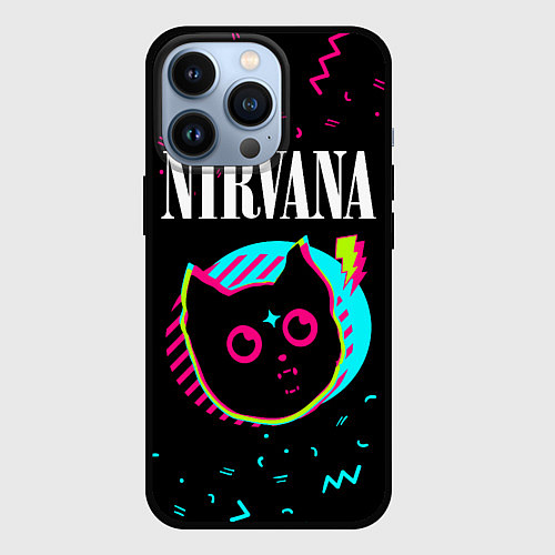 Чехол iPhone 13 Pro Nirvana - rock star cat / 3D-Черный – фото 1