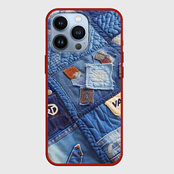 Чехол для iPhone 13 Pro Vanguard jeans patchwork - ai art, цвет: 3D-красный