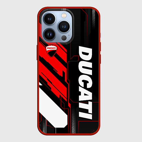 Чехол iPhone 13 Pro Ducati - красный технологический / 3D-Красный – фото 1