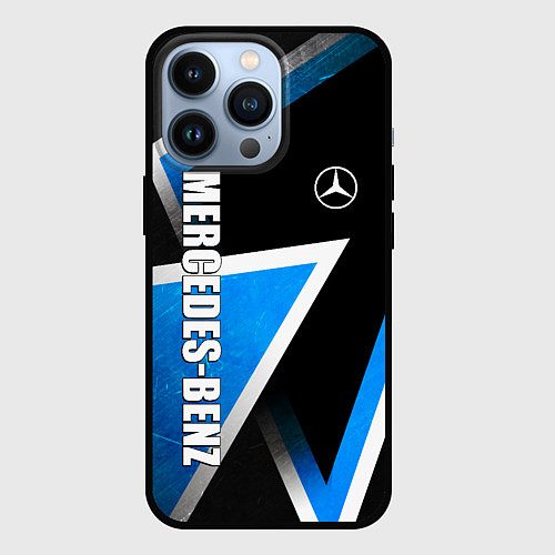 Чехол iPhone 13 Pro Mercedes - blue metal / 3D-Черный – фото 1