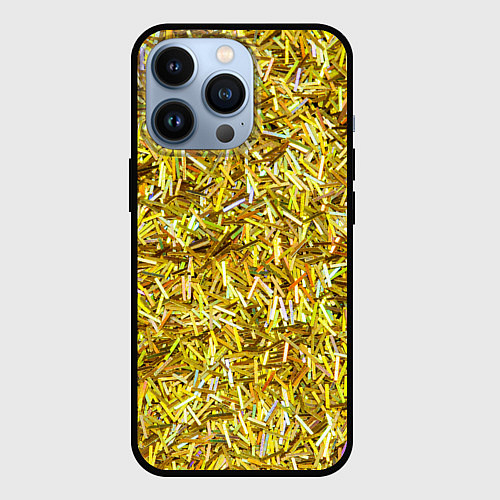 Чехол iPhone 13 Pro Золотые ленточки / 3D-Черный – фото 1
