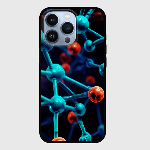 Чехол iPhone 13 Pro Молекулы под микроскопом / 3D-Черный – фото 1