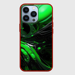 Чехол для iPhone 13 Pro Green dark abstract geometry style, цвет: 3D-красный