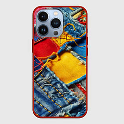 Чехол iPhone 13 Pro Colorful denim patchwork - ai art