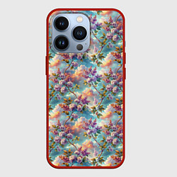 Чехол iPhone 13 Pro Объемная сирень паттерн