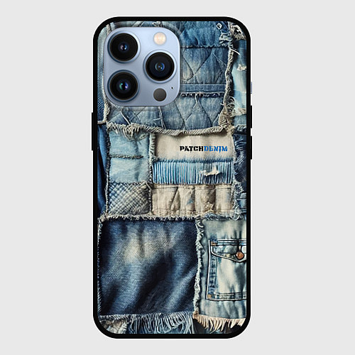 Чехол iPhone 13 Pro Patchwork denim - vogue / 3D-Черный – фото 1