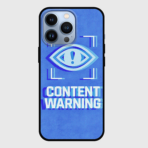 Чехол iPhone 13 Pro Content Warning blue / 3D-Черный – фото 1