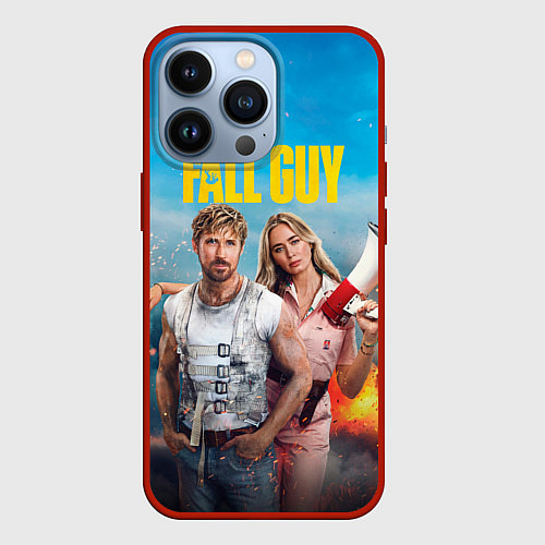 Чехол iPhone 13 Pro Ryan Gosling and Emily Blunt каскадеры / 3D-Красный – фото 1