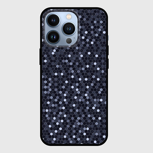 Чехол iPhone 13 Pro Соты металлический синий / 3D-Черный – фото 1