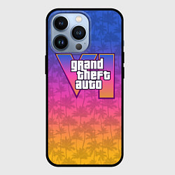 Чехол iPhone 13 Pro GTA 6 - пальмы и логотип