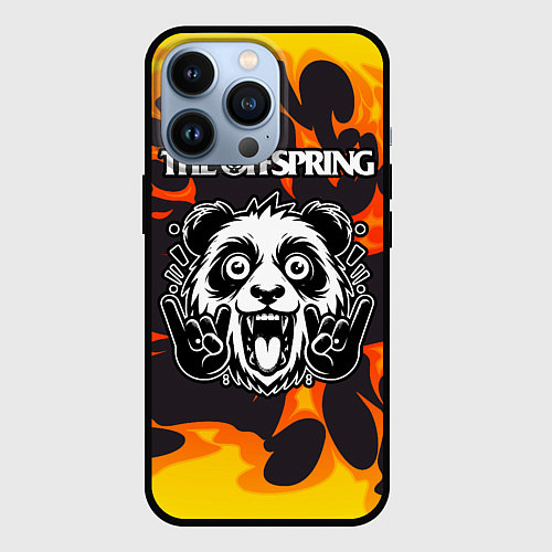 Чехол iPhone 13 Pro The Offspring рок панда и огонь / 3D-Черный – фото 1