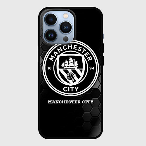 Чехол iPhone 13 Pro Manchester City sport на темном фоне / 3D-Черный – фото 1