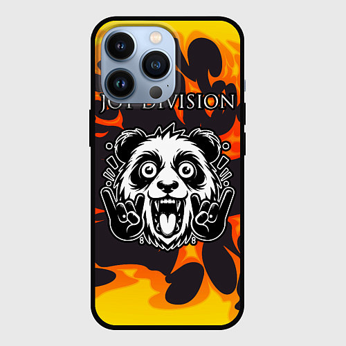 Чехол iPhone 13 Pro Joy Division рок панда и огонь / 3D-Черный – фото 1